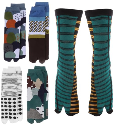 PACKOVE 5 Paires De Chaussettes À Deux Orteils Style Japonais En Coton Respirant Antidérapantes Créatives Pour Femme Et Homme