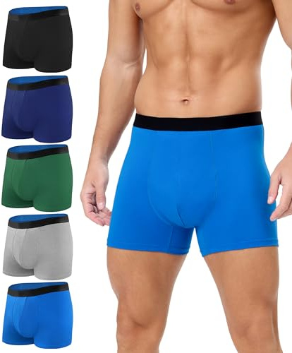FORVEVO Inkontinenz Pants Männer, Baumwolle Inkontinenz Boxershorts mit 100ML Saugfähige,Wiederverwendbare Waschbare Auslaufsichere Unterhosen,Unterwäsche Trunks Herren 5er PackMehrfarbig02,L)