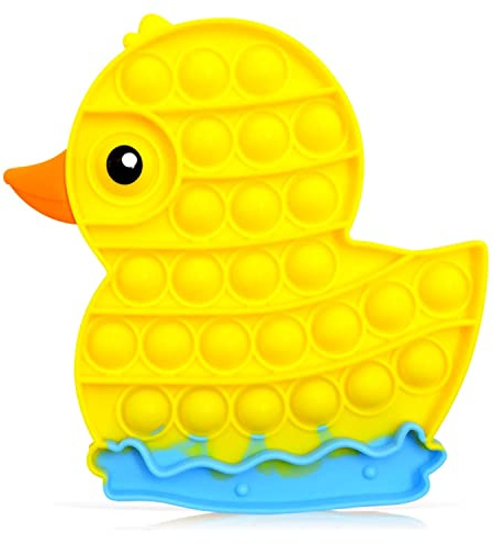 Steemjoey Pop Fidget Sensory Toy, Poppet Fidget Toys for Kids Adult, Popper Autism Special Needs Stress Reliever Silicone Anxiety Reliever Toy, Bubble Sensory Toy Christmas Birthday Gifts(Yellow Duck)