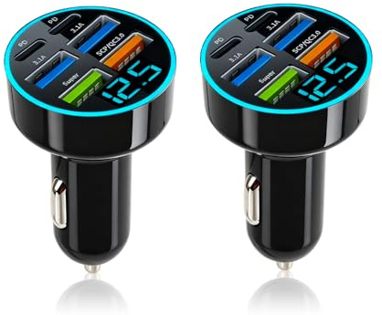 2 st 66 W billaddare, cigarettändare USB med 6 portar, snabbladdningsadapter Z cigarettändare för bil, SUV och lastbil, multiport cigarettändare USB-laddare