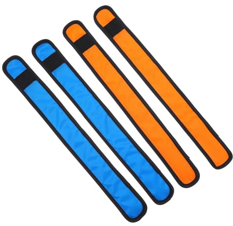 BCOATH 4 Bandas LED para Patas de Caballo, Vendaje Lavable y Transpirable para Tobillo Equino, Correas de Alta Visibilidad en Azul y Naranja, Soporte Resistente para Montar y Seguridad