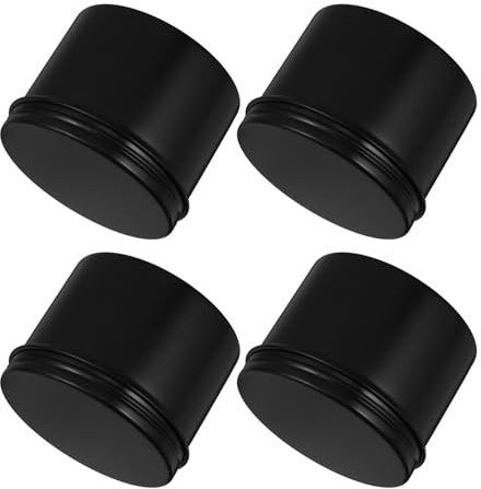 ANDRESLAD Latas de Aluminio Negras 120ml con Tapa Hermética de Rosca, Juego de 4 Recipientes Compactos para Té, Azúcar y Cosméticos, Envases Multiusos para Hogar y Viaje