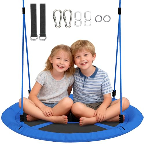 AIYAPLAY - Columpio de nido de pájaro, columpio para 2 niños con cuerdas ajustables en altura, asiento redondo, diámetro 80 cm, carga 200 kg, zona de juegos al aire libre para jardín, terraza, patio