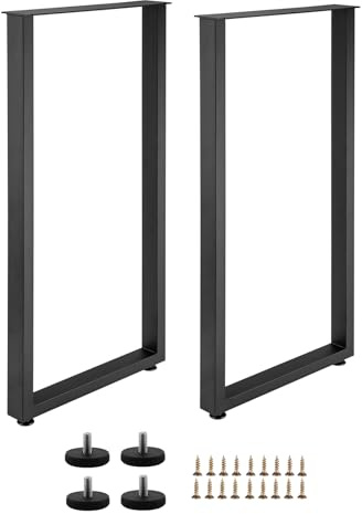 ForgeVale 100cm Black Square Metal Table Legs (Set of 2), Heavy Duty Steel Furniture Legs for Bar Table, Breakfast Bar & Worktop, Industrial DIY Desk & Counter Legs, Supports up to 300kg (Black)