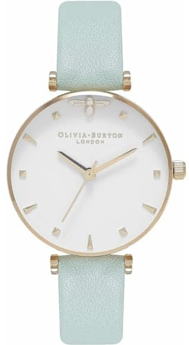 Olivia Burton Analog Quarzuhr für Damen mit Mintgrünes Lederarmband - OB16AM143