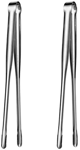 UPKOCH 2pcs Stainless Steel Grill Tongs, 8-Inch Korean and Japanese BBQ Tongs, Kitchen Tongs for Cooking, Small Serving Tongs for Salad, Camping, Barbecue, Buffet, Oven, Anti-Slip