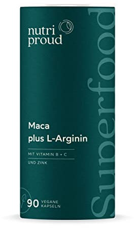 Maca Kapseln hochdosiert - 1200 mg pro Kapsel + L-Arginin (pflanzlich) + Zink, Maca Wurzel Extrakt 4:1: Körperliche Stärke & Leistungsfähigkeit, 90 Kapseln für 3 Monate, vegan, aus Deutschland