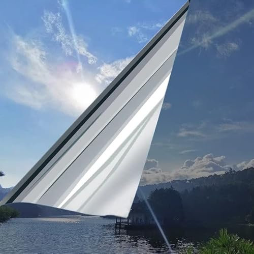 Sonnenschutzfolie Fenster, 60 x 200 cm Spiegelfolie Selbstklebend, 99% UV-Schutz Sonnenschutzfolie, Fenster Sichtschutz Folie Für Zuhause Badzimmer oder Büro Wohnzimmer, Silber