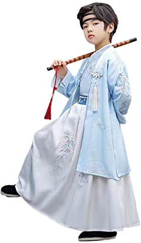 Kung Fu Hanfu for Boys Swordsman Martial Arts Robe Performance Costume Tang Suits for Kid
