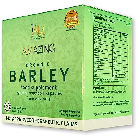 IAM WORLDWIDE Amazing Organic Barley Capsule from Australia 100 Capsules x 500 mg