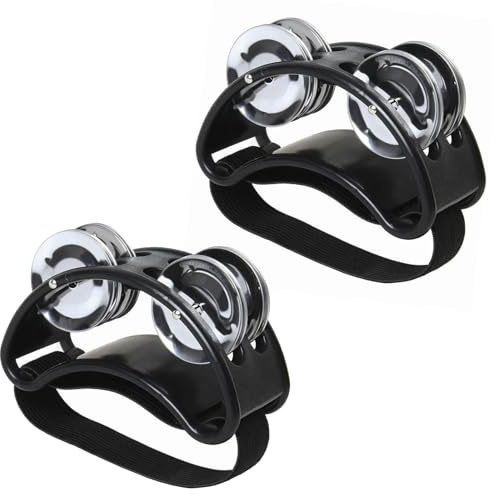 2Pcs Bright Foot Tambourine Percussion Lightweight Half Moon Musical Instrument 2‑Row Foot Tambourine for Party Shoes Gift Singer