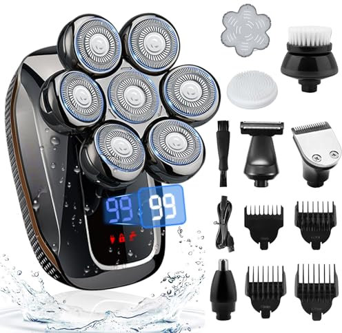 Rasoir Electriques Hommes, 6 in 1 Rasoir Tete Chauve Homme