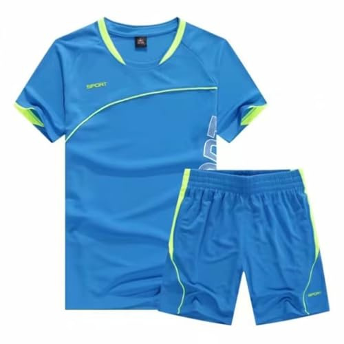 Gemzon pojkar fotbollströja barn sportkläder träningsoverall kläder barn outfit set jersey set sportshorts, Himmelblå, 6-7 år