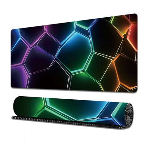 Surwin Tapis de Souris XXL,Style Crack Coloré Tapis Souris Gaming Tapis de Souris de Jeu Mouse Mat Lavable Grand sous Main Bureau avec Base en Caoutchouc Antidérapante (Multicolore,400x900mm)