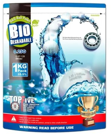 G&G Bolas de Airsoft Biodegradables, 0,25g, 1kg, 4350 Unidades, Blancas, 6mm