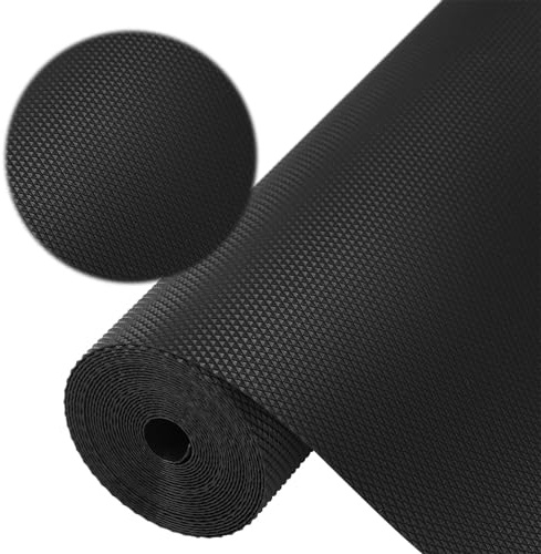 Bcuuozeeing Schubladenmatte - 45x500cm Antirutschmatte Küche Schubladeneinlage, Wasserfest & Nicht Klebende Schubladeneinlage, für Regale Schränke Schubladen Kühlschranke Hause Büro, Schwarz