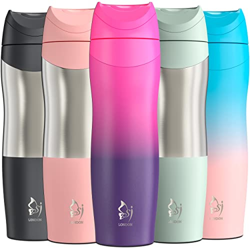 Sophie & Jasmine London 480ml Travel Mugs for Hot Drinks- Double Insulated, Leakproof, Stainless Steel Coffee Tea Tumbler