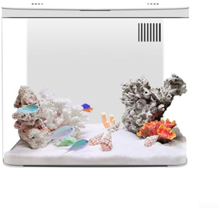 Gdfnmogo Quarium pour poissons Betta – Aquarium de bureau avec LED et filtre à 3 niveaux, silencieux, réservoir écologique en acrylique pour la maison et le bureau (20 x 20 x 1, BLANC)