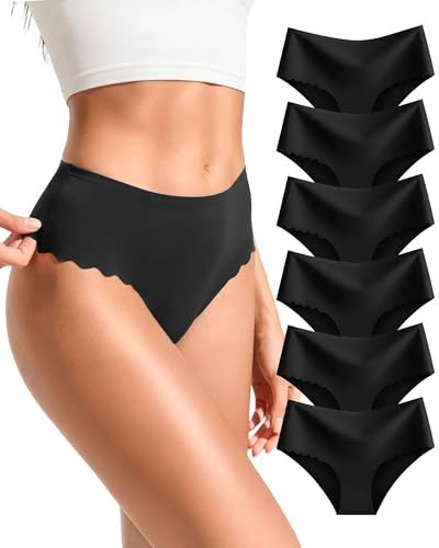 READY TO LOVE Culotte sans Couture Femme Invisible sous Vetements Feminins Taille Haute Slip Femme Sport Lingerie Bas de Bikini Élastique Underwear Women Lot de 6