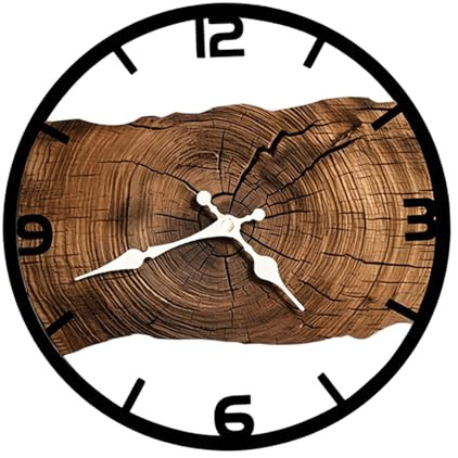 SZLIFE Orologio da parete silenzioso, stile fattoria, senza ticchettio, da 11,81 pollici, orologio da parete con anello annuale, per cameretta dei bambini, Marrone