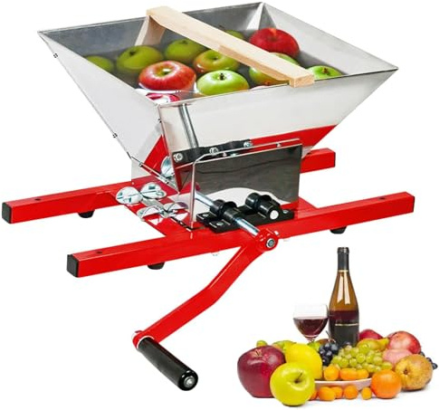 Trituradora de frutas, extractor de manzana y uva de acero inoxidable de 7 litros con engranajes mejorados, molinillo extraíble, alto rendimiento, no requiere electricidad, molienda eficiente