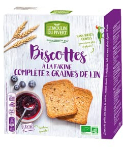 Biscottes à la farine complète & graines de lin bio & vegan