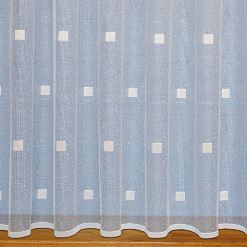 John Aird Squares White Net Curtain - Width Sold By The Metre (Drop: 45 (114cm))