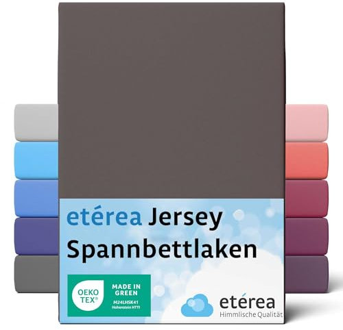 etérea Jersey Spannbettlaken 80x160cm - 80x180cm Dunkelbraun bis 20 cm Höhe - 100% Baumwolle Spannbetttuch Oekotex - Bed Sheets Leintuch Bettbezug - Kinder Bettlaken 80x160 cm - 80x180 cm - Braun