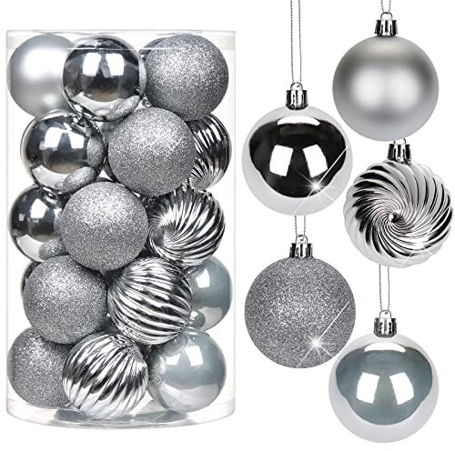6CM Weihnachtsdeko Weihnachtskugeln, 25 Stücke Bruchsiche Christbaumkugeln Ornamente Weihnachtsbaumschmuck für Weihnachtsbaum Christbaumkugeln Weihnachtsdekoration Kugeln