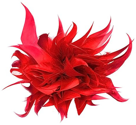 Feder Brosche,Asudaro Feder Brosche Federkorsage Feder-Kopfbedeckung Feder-Haarschmuck Feder Anstecknadeln Für Damen Und Herren Für Kostümanzüge, Brusttasche, Hut, Tasche, Dekoration Rot
