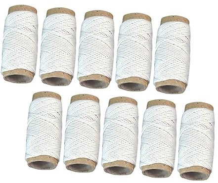 DOITOOL 20 Rolls Sausage Meat Parcel String Meat Packaging Tool Good Elasticity Cotton Thread High Load-Bearing Capacity Kitchen Twine 20m/roll White
