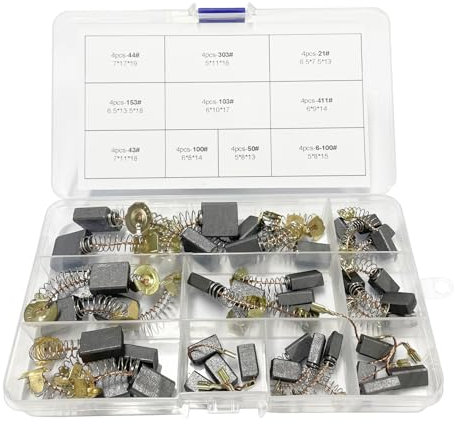 Lot de 40 balais de charbon de rechange universels pour outils électriques, 10 tailles, pour marteau perforateur, meuleuse d'angle