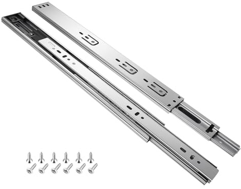 Schubladenschienen Vollauszug 350mm, 6 Paar (12 Stk.) Kugelauszug, 45mm Nut Schubladenauszug, Schubladen Führungsschiene mit Montageschrauben, Softclose Schubladen Schienensystem belastbar bis 45 kg