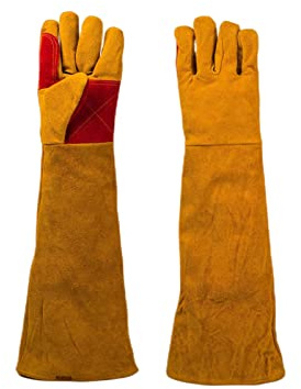 Senvitate 23.6 Inch Long Sleeves Leather Welding Gloves for Men, Heat Resistant Barbecue Stove Fire Gloves, Puncture Resistant Gloves for Garden and Animal Handling, Tool Gifts for Men Welders