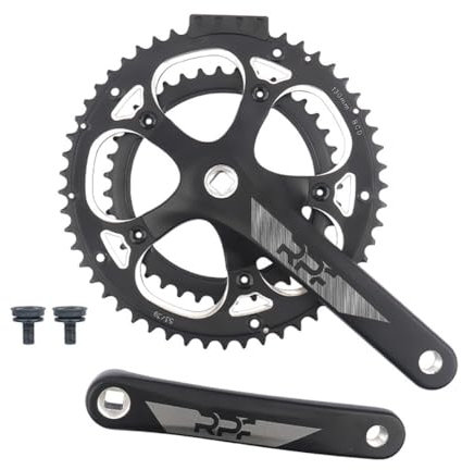 QUYCOIU Vierkantkonus Kurbelgarnitur 170/172,5mm Rennrad Kettenradgarnitur 130BCD 39-53T Doppelt Kettenblatt Rund Kurbelarm Set Passend Für 2 * 9/10Speed Aluminium-Legierung(170mm)