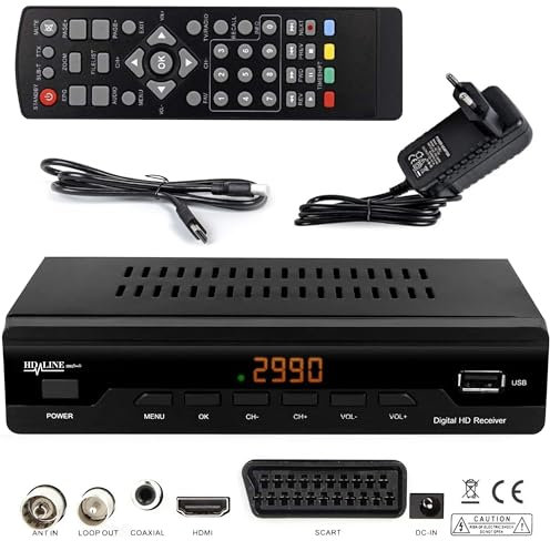 Hd-line EC 2990 Décodeur TNT - Full HD 1080p - DVBT-2 - Tuner TNT - Decodeur TV (HDTV,SCART,USB) HD pour TV