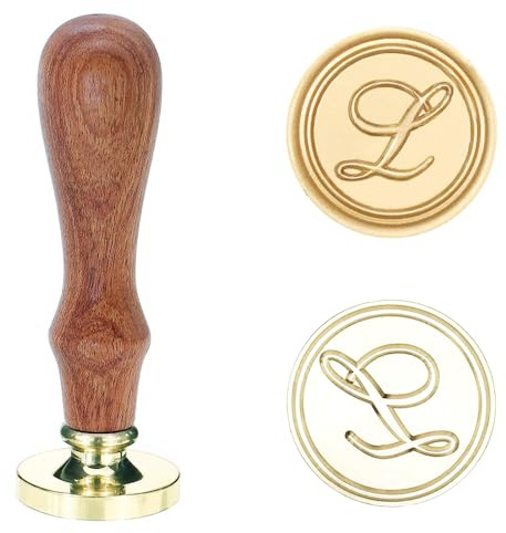 Poemluve Cachet de Cire Alphabet L 25mm Timbre de Sceau Initiales Vintage Tampon de Cire avec Poignée pour Décorez Enveloppes, Faire-part de Mariage/Naissance, Cartes de Voeux et Remerciement
