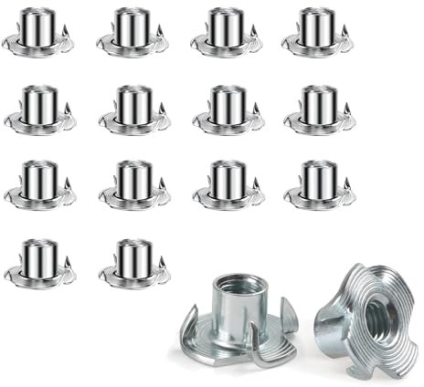 Einschlagmuttern 30 Stück m8 Einschlagmutter Verzinkter Kohlenstoffstahl mit 4 Einschlagspitzen, für Holz, Bohlen, Möbel, Handwerker, Konstruktionen, Kletterwand, Schrauben Kits，DIY