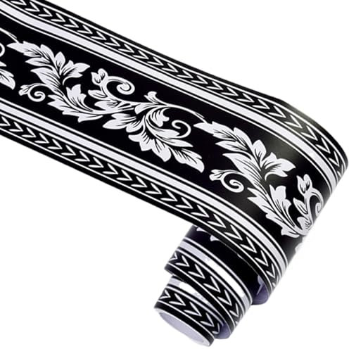 Borde de papel tapiz floral de 32.8 pies, borde de espejo autoadhesivo impermeable para cocina, baño, restaurante