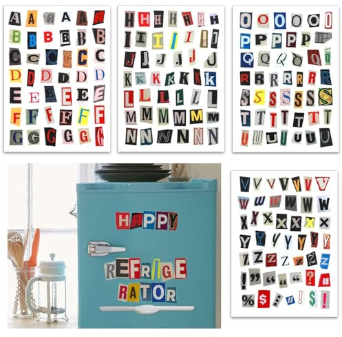 YUZHEDM 182 Stück Scrapbook Zubehör 4 Blätter 10 X 14 cm Selbstklebende Buchstaben Aufkleber Wasserdichte Mehrfarbige Englische Buchstabenaufkleber Buchstaben Sticker Aesthetic Passend für Notebooks