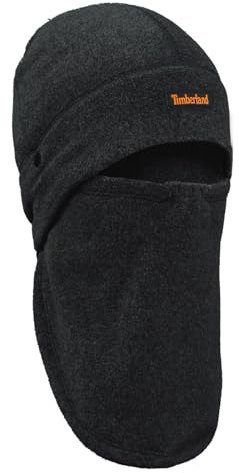 Timberland Men’s 2-in-1 Fleece Balaclava - Water Resistant, Convertible Hood with Face Cover, Soft Fleece for Cold Weather, Black, One Size