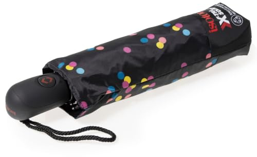 Isotoner Parapluie pliant automatiques solide et déperlant | Parapluie Xtra Solide automatique, antiretournement, déperlant et large couverture 98 cm.