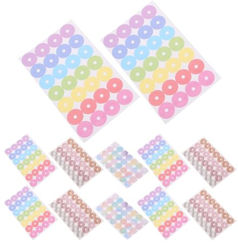 Hemobllo Pegatinas de Refuerzo para Agujeros de Carpeta Autoadhesivas, 24 Hojas Tamaño 68x11,6 Mm, Transparentes y Metalizadas, Protectores de Perforaciones para Oficina y Escuela