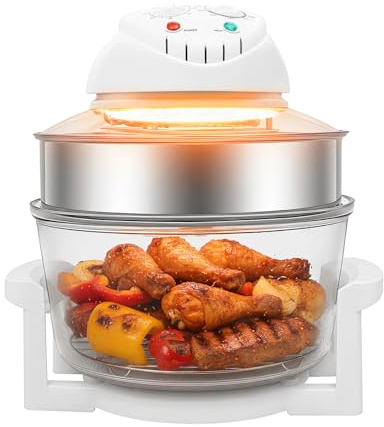 JDINAAS 18 Quart Air Fryer, 1400W 110V Glass Convection Oven Adjustable Temperature 32℉-482℉ Halogen Oven Air Fryer with Barbecue and Baking Functions for Kitchens and Restaurants 15.35 x 12.99 Inch