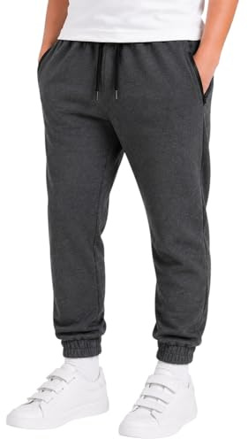 ITRAT Boys & Girls Joggers – Kids Fleece Sweatpants with Elastic Waist, Zip Side Pockets & Cuffed Bottoms, School PE Jogging Pants for Home & Sports