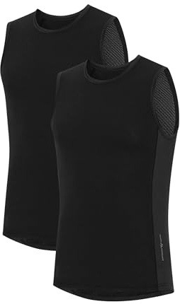 DANISH ENDURANCE Mesh Base Layer for Cycling Men, Sleeveless Cycling Vest, Second-Skin Fit, 2 Pack Black XL