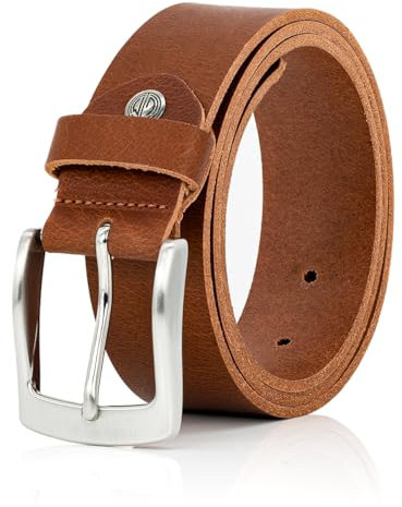 LINDENMANN Leder-Gürtel Herren 40 mm breit, Gürtel Herren Vollrindleder cognac, Größe/Size:110, Farbe/Color:braun