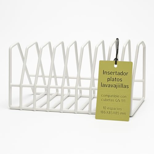 CubetasGastronorm ® Insertador Organizador Platos Lavavajillas Lavaplatos 10 Espacios 190x84mm Soporte Rejilla Metálica Resistente Para Cocina Industrial Hostelería Bandejas Compacto Profesional