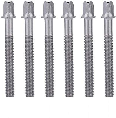 Varilla de tensión de Tambor,6 Pcs 6 * 60 mm Tambor de bajo Juego de Varillas de tensión Clave Accesorio de Repuesto Accesorios reemplazo para Instrumentos Musicales,Plata