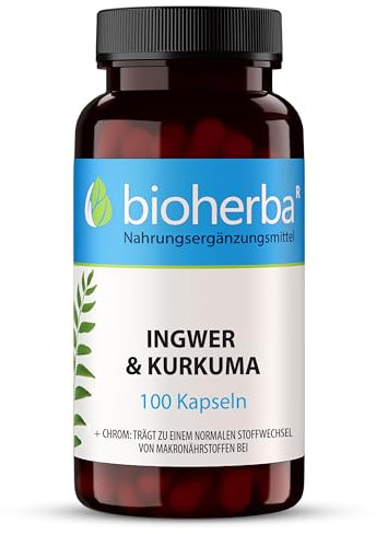 100 Kurkuma Kapseln mit Ingwer und Chrom zur Aufrechterhaltung eines normalen Blutzuckerspiegels hochdosiert von BIOHERBA PZN 17192073